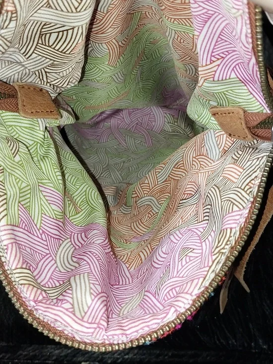 The Sak Tan Embroidered Crossbody Bag with Pink Accent - Picture 4 of 7